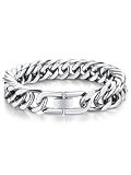 [FaithHeart] ブレスレット メンズ 喜平 サージカルステンレス 金属アレルギー対応 幅8/12mm 4面カット ヒップホップ B系アクセサリー つけっぽなし 男性 プレゼント 12mm シルバー