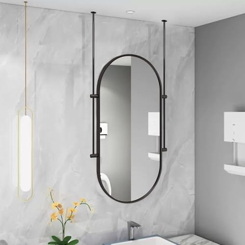 Miroir suspendu avec cadre en métal noir au design minimaliste chic