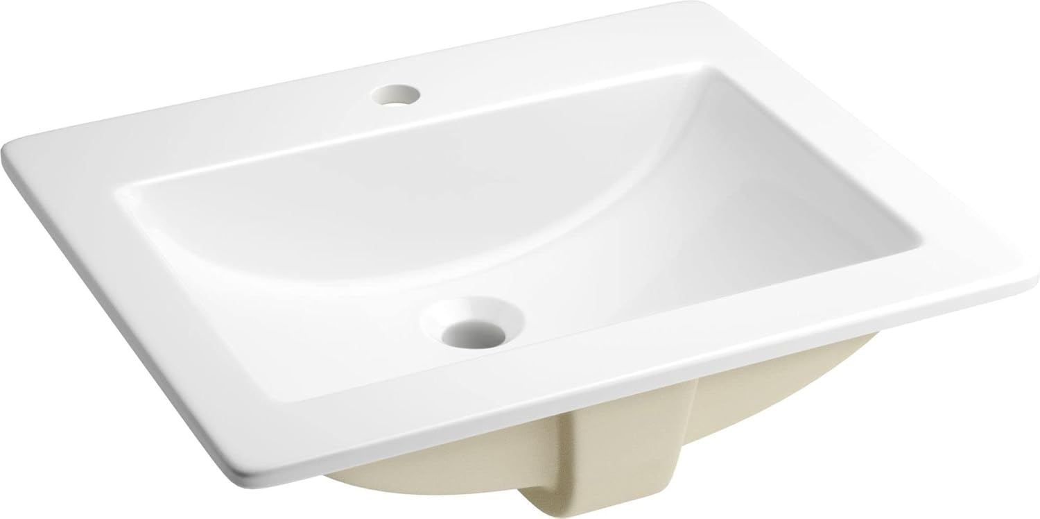 PROFLO PF21181 Hoffman 21" Rectangular Vitreous China Drop In Bathroom Sink with Overflow and 1 Faucet Holes at 1" Centers - White