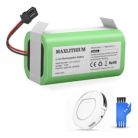 maxlithium 3200mAh 14.4V Li-ion Battery Replacement Battery with Deebot N79S DN622 Eufi RoboVac 11 11S 11S Plus 11S MAX 15C 25C 30C 35C G10 R500 R450 Hybrid G30 etc. Cleaning Brush Included Cover