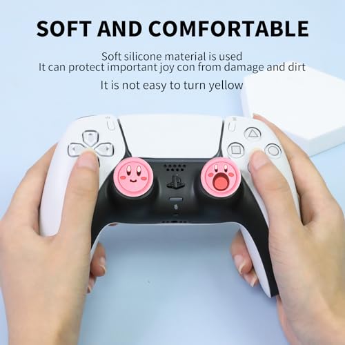 Image of PERFECTSIGHT Cute Thumb Grip Caps for Switch 2, PS5 PS4 Xbox Series XS Xbox One Switch PRO Controller Steam Deck, 4PCS Soft Rubber 3D Thumbsticks Button Joystick Cover, KB Mouth