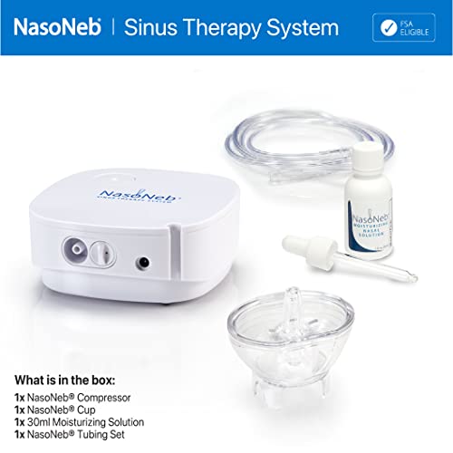 NASONEB Sinus Therapy System Starter Kit - 60 Second Nasal Nebulizer for ENT Quality Treatment at Home of Allergies, Chronic Sinusitis, Dry Nose & Nasal Polyps - Designed for 98% Deeper Sinus Reach