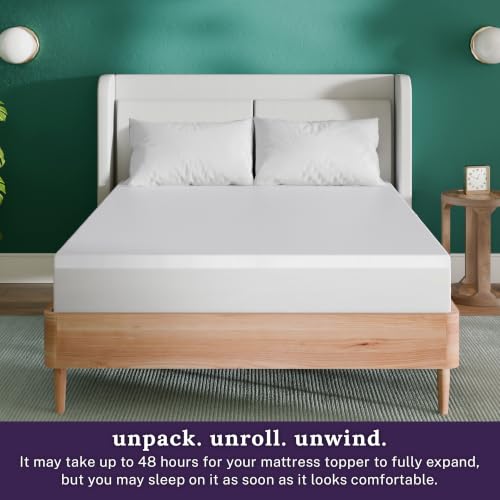 Image of Sleep Innovations 3 Inch Support Foam Mattress Topper with Green Tea-Infused Cool-Touch Cover, Queen, Medium Firm Feel, Pressure Relief, for All Sleep Positions