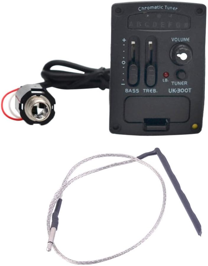 KESOTO UK-300T 2 Band EQ Piezo Pickup Ukulele Chromatic for Ukulele Parts, Black, 53cm