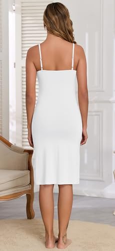 Image of Slip Dress for Women Adjustable Spaghetti Straps Under Dresses Basic Full Slips Cami Long Slip Dress Nightgown