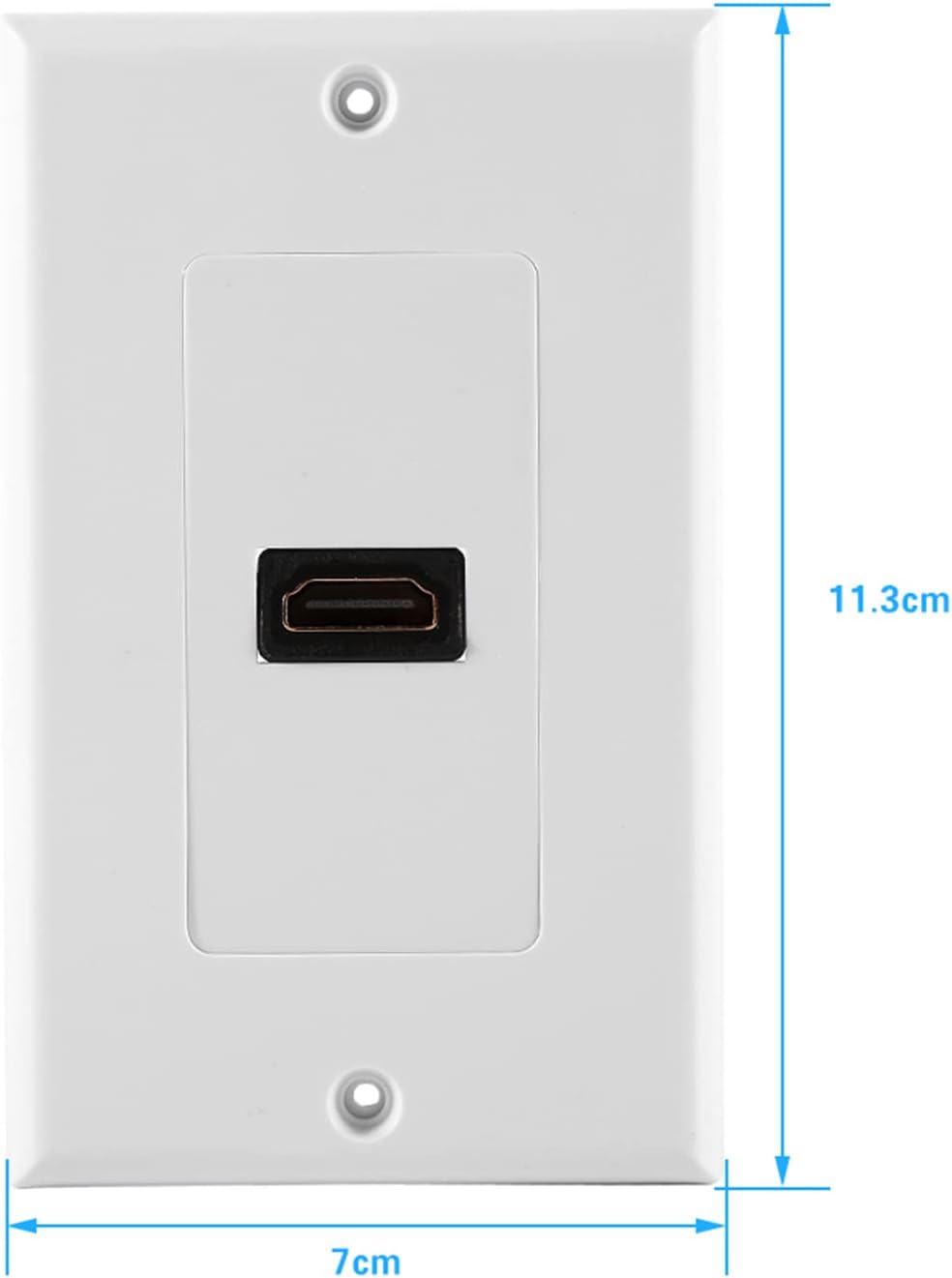 HDMI Wall Plate 1 Port Gold Plated Single Gang Faceplate with Coupler White ABS Low Profile Design for Home Theater TV Installation