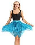 Yeahdor Women's Glitter Sequins Polka Dots Latin Ballet Dance Dress Asymmetric Wrap Over Scarf Tutu