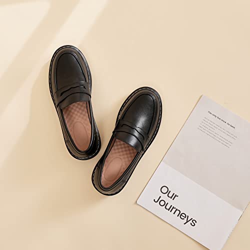 Womens Penny Loafers Shoe Women Leather Loafers Driving Moccasins Shoes Comfortable Boat Shoe Fashion Cute Sexy School Office Girls Brown 7 #TOP3