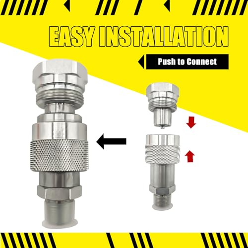 Image of 3 /8 inch NPT Hydraulic Quick Connect and Disconnect Coupler Set,3 /8 inch Body Replacement for Enerpac C-604 Parker 3000, Heavy-Duty Carbon Steel Male and Female Coupling