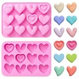 2 Stück Silikonformen Backformen Herz, 12 Mulden 3D Herzform Valentinstag