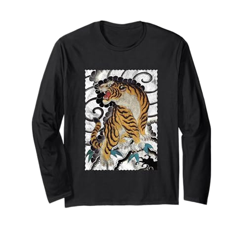 Tattoo Style Traditional Japanese Tiger Long Sleeve T-Shirt