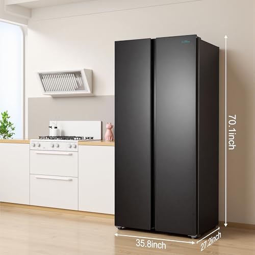 Iceblue 20.7 Cu.Ft. Side-by-side Refrigerators, 36" Full Size Refrigerator, Zoning Temperature Control Beverage Refrigerator with Freezer, Frost Free Beverage Fridge - Black Stainless Steel - Image 6