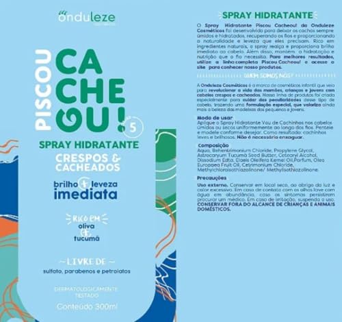 Onduleze Cosméticos, Spray Hidratante Onduleze Infantil Cabelos Cacheados 300ml
