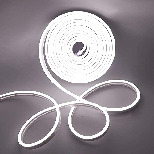 Image of Gesto 16.4 Feet Neon Lights with 12V Adaptor - Wall Decor Led Strips Lights for Decoration,Cuttable Flexible Decorative Lights for Customized Name |Waterproof Rope Light for Indoor,Outdoor(White)