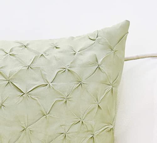 The White Petals Pale Green Throw Pillow Covers (Faux Silk, Pinch Pleat, 18X18 Inch, Pack Of 2) #TOP1
