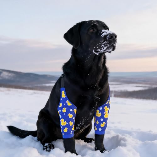 Image of Dog Elbow Wraps Knee Protector Pads Elbow Callus Treatment Sleeve for Wounds Front Legs Prevent Licking for Medium Large Dogs XL,Duck