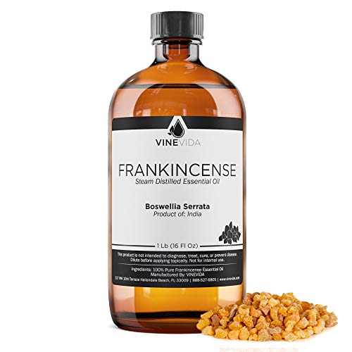 Bulk Essential Oil - 16 Oz Essential Oil In Glass Bottle - 100% Pure & Undiluted Essential Oil 16 Ounce - 1 Pound Oil For Diy Soaps, Candles, And Blends - Vinevida (Frankincense) #TOP5