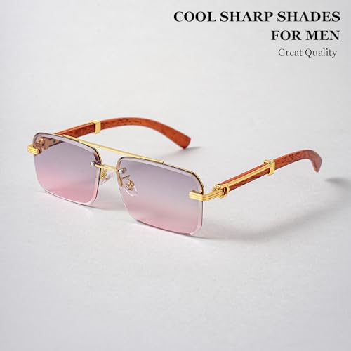 Image of Gleyemor Mens Sunglasses Fashion Rimless Rectangle Sunglasses Square Frameless Sunglasses for Men