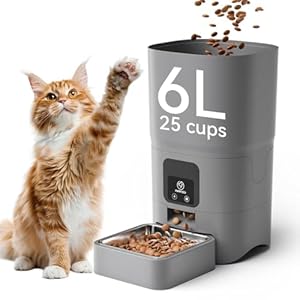 Automatic Cat Feeder, WiFi Cat Food Dispenser with App Control, Auto Cats Feeder Automatic for Dry Food, Smart Pet Food Dispenser with Portion Control Timed Cat Food Dispenser for Cats & Small Dogs