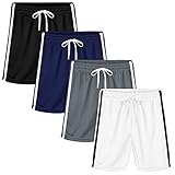 Resinta 4 Pack Toddler Boys' Mesh Shorts Active Basketball Shorts with Drawstring Fast Dry Athletic Performance Shorts, 5T