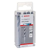 Bosch Professional 10 Stück HSS Spiralbohrer PointTeQ (für Metall, 4,3 x 47 x 80 mm, Zubehör Bohrschrauber) – Ansicht 1