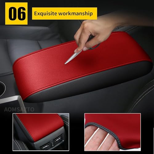 AOMSAZTO Console Covers for 2016-2021 Hyundai Tucson Armrest Red Leather by AOMSAZTO - Used condition - Image 7