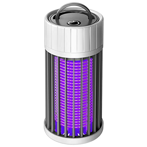 Hztuang Trampa Atrayente de Plagas de Insectos y Moscas para Insectos y Linterna LED para Acampar, Recargable por USB/Solar, Trampas para Moscas de Insectos Gris