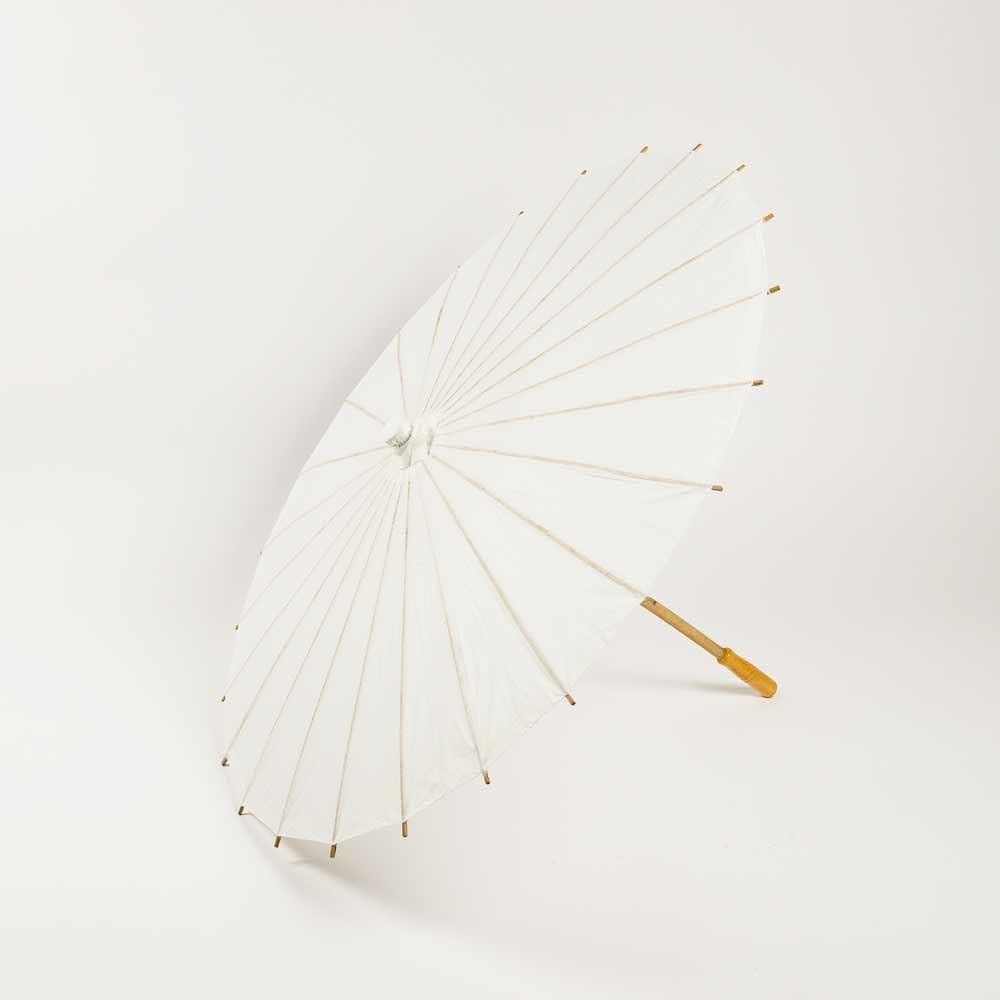 Luna Bazaar 32-Inch White Paper Parasol Umbrella (4-Pack) - Chinese/Japanese Paper Umbrella