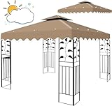 Qweidown Techo de Repuesto para Cenador de Jardín 3x3m, Cubierta de Repuesto para Pabellón, Doble Capa Toldo de Cenador de Repuesto Tela de Poliéster 300D + para Tienda de Campaña