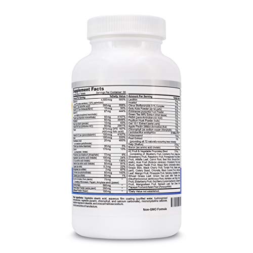 Vegan Whole Food Multivitamin & Mineral - Vitamins A B1 B2 B6 B12 C D3 E & 110 Super Foods, Herbs, Greens & Reds - Enzymes & Probiotics For Immune Support - Energy Boost - 90 Tablets #TOP2