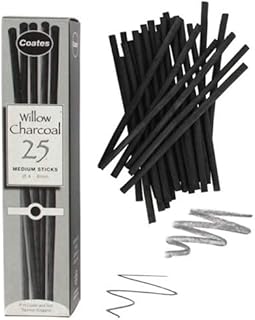 Coates 47000225 Diameter Willow Charcoal Medium, Pack of 25, Black, 46 mm