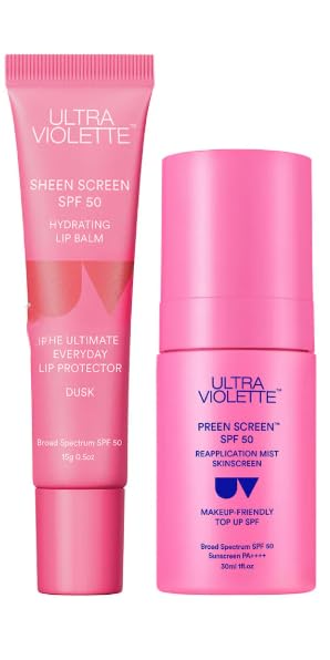 Ultra Violette SPF on the Glow SPF 50 Reapplication Mist & Lip Balm Sunscreen Duo Best for Dry, Combo, Normal Skin