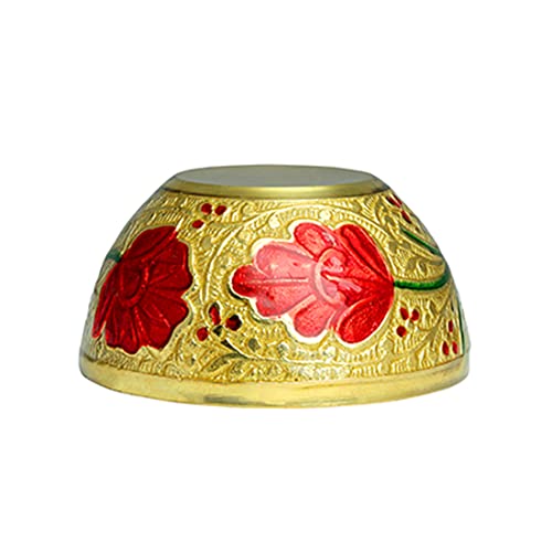 Set of 2 Decorative Pooja Bowls Multipurpose Pooja small Brass Katori Prasad Bowls pooja articles Indian Traditional Festival Housewarming Puja Decoration Items (Size :- 3" Inches ) (Single Minakari) by Aditri Creation - Used condition - Image 3