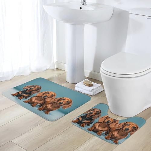 Lot de 2 tapis de salle de bain super absorbant lavable en U