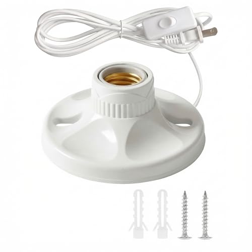 Bluxinair Plug-in Light Socket 10ft Cord, E26/E27 Lamp