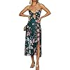 Women-Spaghetti-Strap-Midi-Satin-Dresses-Tie-Front-Backless-Split-Hollow-Dress Fashionme Women Spaghetti Strap Midi Satin Dresses Tie Front Backless Split Summer Casual Floral Hollow Flowy Slip Sundress Wedding Guest Beach Cocktail Graduation Dark Green