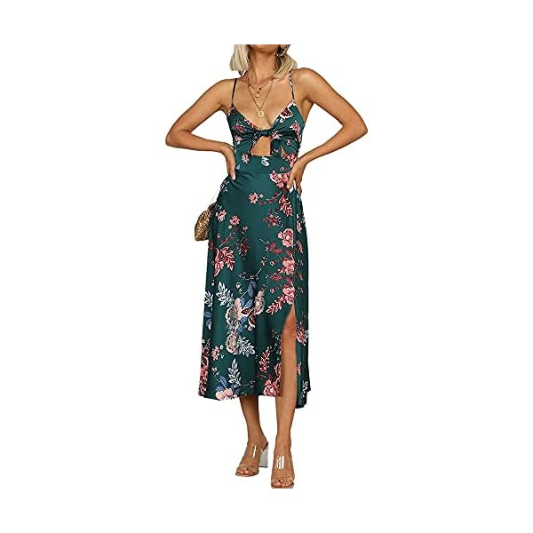 Women-Spaghetti-Strap-Midi-Satin-Dresses-Tie-Front-Backless-Split-Hollow-Dress Fashionme Women Spaghetti Strap Midi Satin Dresses Tie Front Backless Split Summer Casual Floral Hollow Flowy Slip Sundress Wedding Guest Beach Cocktail Graduation Dark Green