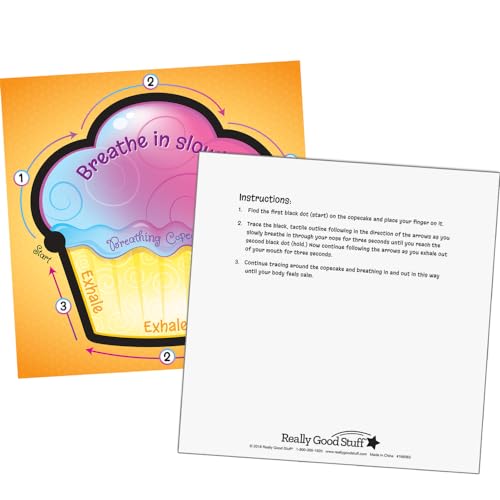 Image of Really Good Stuff Tactile Breathing Cupcake Cards, Ages 4+, PreK+ | Social-Emotional Learning Tools for Calming, Meditation, Relaxation and Helpful Breathing Techniques