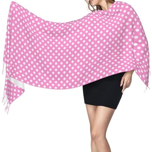 vintage polka dots pink Pashmina Shawls Scarf Wraps for Women, Fall Winter Large Blanket Scarf Fashion Scarves3