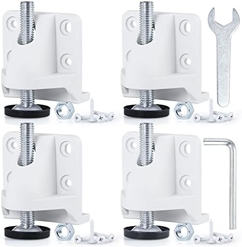 Skelang 4-Pack Furniture Levelling Feet, Lifting Leveller with Lock Nut and Screws, M10 Adjustable Feet for Workbench, Cabinet, Table, Each Loading Capacity 600Lbs (White)