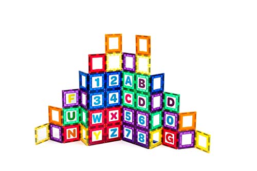 Playmags Dachówka Magnetic budowlane Set: edukacyjne Clickins - 36-PC. Zestaw: 18 Super Strong jasny kolor Magnet Płytki Okna i 18 liter i cyfr - pobudzania kreatywności i rozwoju mózgu