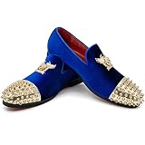 youxiaoyou Mens Metallic Royal Loafers Velvet Slip On Loafers Glitter Suede Pointed Toe Party Shoes