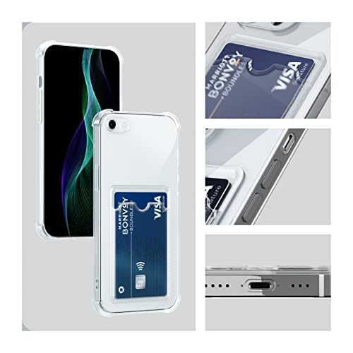 Image of AKABEILA Case for iPhone SE 2022 /SE 2020 /8 /7 Clear Cute Phone Case Soft TPU Wallet Case Slim Bag Cover Shockproof with Card Slot Holder