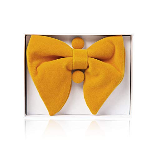 Image of GUSLESON Mens Solid Plaid Velvet Pre-tied Adjustable Bow Tie and Pocket Square Cufflink Set with Gift Box