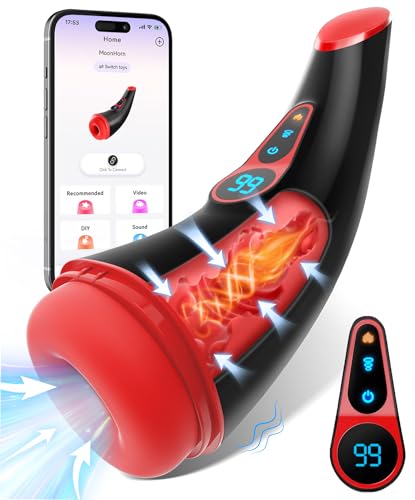 Sex Toys for Men Male Masturbator - APP Control Adult Toys Male Masturbators Penis Pump with 9 Sucking & 9 Vibrating, 3D Textured Sleeve Heating Blowjob Mens Sex Toy, LCD Display Pocket Pussy for Men