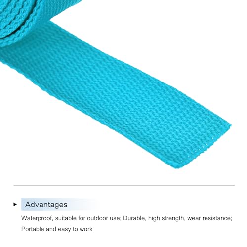 Image of MECCANIXITY Lightweight Polypropylene Webbing Strap 1.5 inch 10 Yard Backpack Strapping Band Aquamarine Blue for Outdoor Luggage Cargo Straps