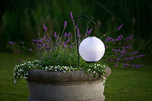 Allsop Home And Garden Soji Original 10Â€ Round Led Outdoor Solar Lantern, Handmade With Weather-Resistant Uv Treated Nylon, Stainless Steel Hardware, Auto Sensor On/Off, Chinese Style Globe Light, White W/ Amber Led (1-Count) #TOP2
