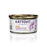 KATTOVIT - Sensitive Nassfutter für Katzen | Diät-Katzenfutter als Alleinfuttermittel. Gluten- & getreidefrei | Hypoallergen, für ausgewachsene Katzen | 12 x 85 g Huhn