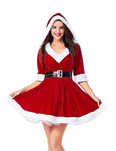 Colorful House Women's Sexy Mrs. Claus Costume, Plus Size V Neck Dresses (X-Large) #TOP1