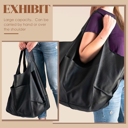 Grote draagtas voor dames, hoboss en schoudertassen, zacht leer, vintage, oversized boodschappentas, lichte werktas, grote capaciteit, handtassen, 68,9 x 38,1 x 27,9 cm, geel, 70 x 40 x 28 cm